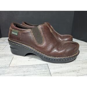 Eastland Cordovan Brown Split Toe Closed Back Slip On Clog Women's Size 7